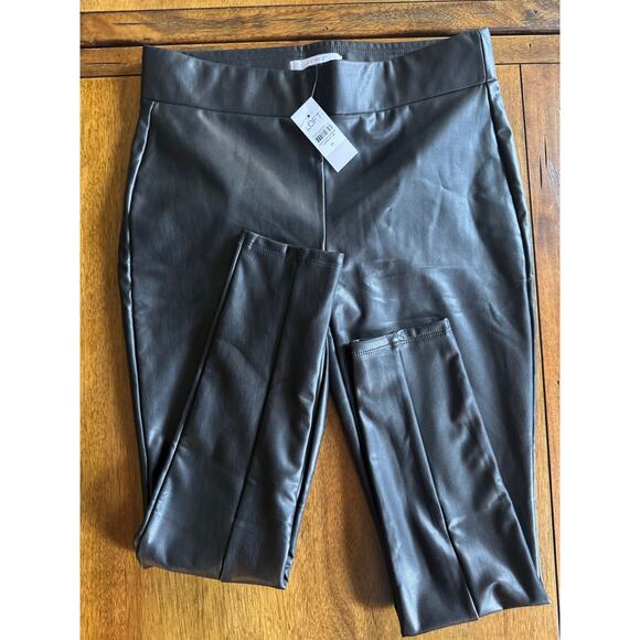 LOFT Pants - NWT LOFT Black Faux Leather Leggings Pants Womens M Pull On